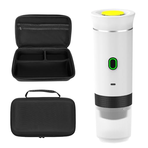 Qomcsrl Cafetera Eléctrica Portátil con Bolsa de Viaje. Cafetera Portátil para Viajes. Cafetera Autocalentable para Coche e