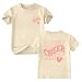 GANGXCHEN Cheer Shirts for Girls Cheerleader Graphic Shirt Teen Girl Preppy Tshirt Kids Letter Print Pullover Tee Tops(Apricot,11-12Y)