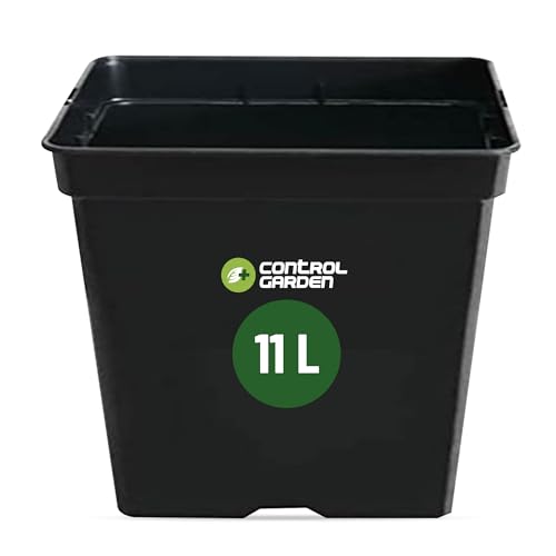 + CONTROL GARDEN Maceta Cuadrada para Plantas Negra 11 L - Macetero de Plástico para Flores - Tiesto para Cultivos Resistente