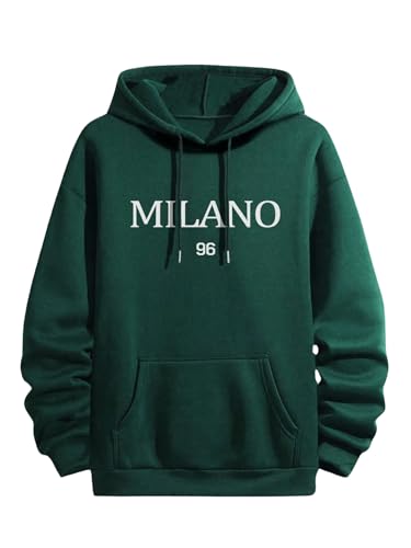 SweatyRocks Men's Casual Letter Print Hoodie Long Sleeve Drawstring Pullover Sweatshirt