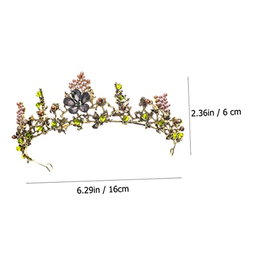 Diadema nupcial verde oscuro con perlas y aleación para tocado de boda de mujer 7