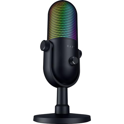 Razer Seiren V3 Chroma RGB, Stream & Game Reactive, USB Microphone, Black | Tap-to-Mute Sensor, Condenser Mic, Digital Gain Limiter & Shock Absorber, Works with OBS, Discord, Zoom, Teams - image 8