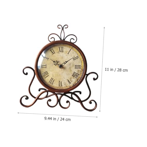 Reloj de mesa vintage Abaodam de hierro forjado marrón para decoración de salón 3