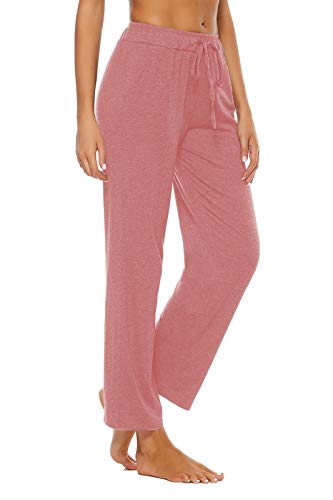BATHRINS Womens Comfy Lounge Pants Loose Yoga Pants Drawstring Soft Pajama Pants with Pockets Pink
