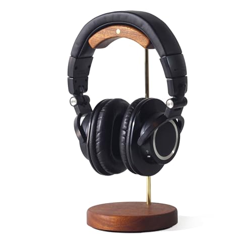 Unchained Workshop Handmade Brass and Wood headphone stand, Headset Stand for Desk, compatible with...