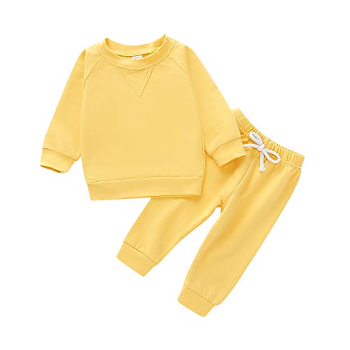 Image of Happy Town Fall Outfits for Toddler Girl Boy Long Sleeve Top and Long Pants Set Toddler Sweatsuits