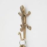 Indian Shelf 33lb. Decorative Premium Brass Lizard Wall Hooks for Keys Gold Vintage Kids Coat Backpack Hangers Purse Holder- 1 Piece