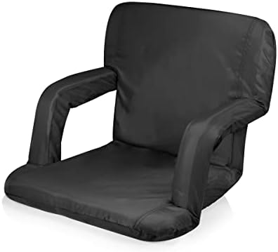 ONIVA - a Picnic Time brand Ventura Reclining Stadium Seat with Back Support - Bleacher Seat - Beach Floor Chair, (Black)
