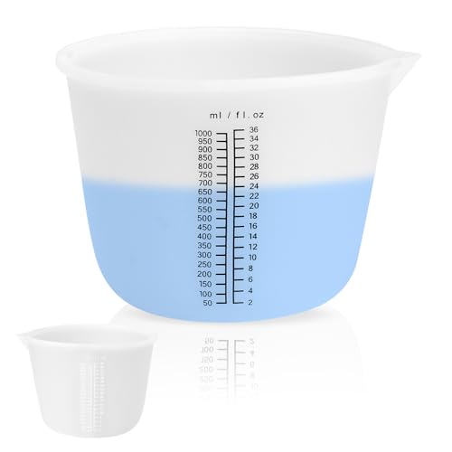 APOMOONS 1000 ML Jarra Medidora de Silicona, Reutilizable Vaso Medidor con Escala, Vasos Medidores para Moldes, Bricolaje, Manualidades, Cocina