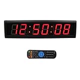 GAN XIN Large Digital Wall Clock with Remote Control, LED Stopwatch Timer, Countdown,Count Up, 12/24 Hour Switchable Time Clock for Home Gym Living Room Office Garage Decor (Red,16.3' x 3.9')