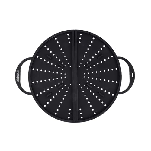 AirHood Silicone Splatter Screen – Foldable Grease Guard for Frying Pans & Induction Cookers – Heat-Resistant, BPA-Free, Dishwasher Safe, 2-in-1 Trivet & Splatter Screen - Black