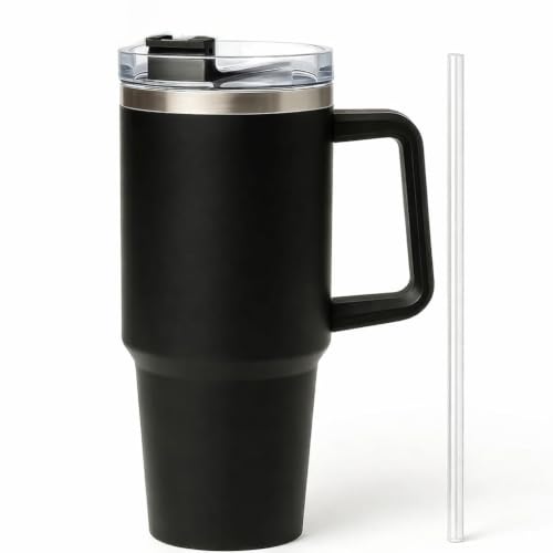Image of 1200ml Insulated Stainless Steel Tumbler with Straw & Lid | Leakproof Double Wall Vacuum Travel Mug | Keeps Drinks Hot & Cold for Hours | Large Thermal Coffee Cup for Office & Travel