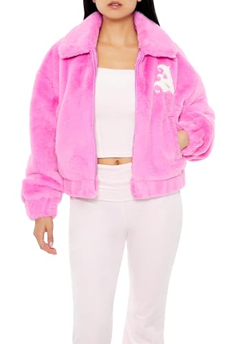 Forever 21 Women's Plush Angel Baby Bomber Jacket