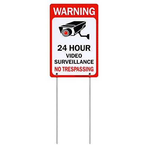 HISVISION Video Surveillance Sign No Trespassing Reflective Metal Sign 30,5 x 20,3 cm Cover