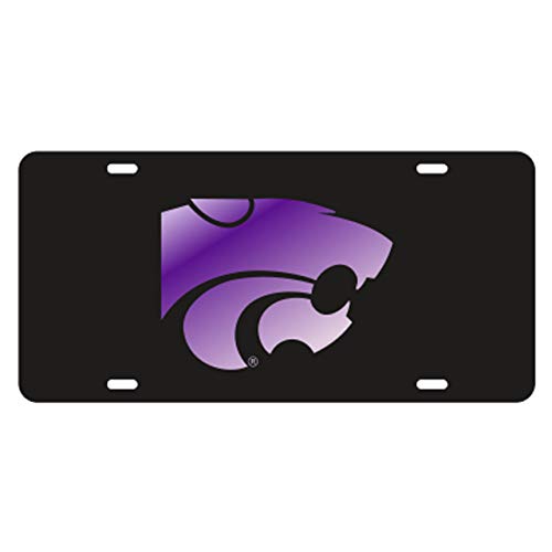 Craftique Kansas State University Purple on Black Laser Cut Inlaid Mirror Tag