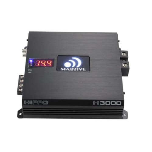 Image of Massive Audio H3000 | 3000W RMS 1-Ohm Monoblock - Class D Amp, High Power, Competition-Grade Bass, Dual Power Inputs & Protective Circuitry - Hippo Series Amplifier