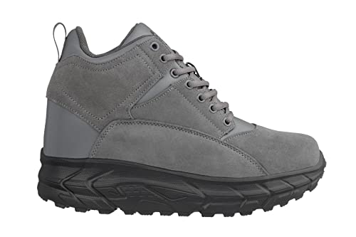 CALTO Men's Invisible Height Increasing Elevator Shoes - Grey Lace-up High-Top Hiking Style Sneaker Boots - 4 Inches Taller - S22800 - Size 6 D(M) US2