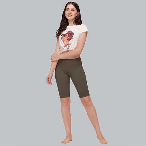 Image of SOIE Women's Mid Rise Soft Polyamide Spandex Knee Length Cycling Shorts