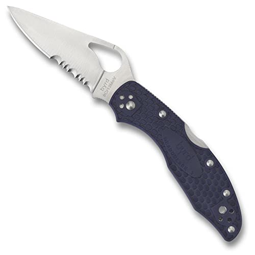 Image of Spyderco Byrd Meadowlark 2 Lightweight Knife with 2.90 inch Stainless Steel Blade and Blue Non-Slip FRN Handle - CombinationEdge - BY04PSBL2
