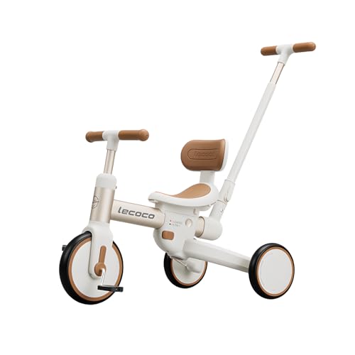 Gorocking 三輪車 一台四役 4in1 カジキリ押し棒付き 3色 組み立て簡単 対象年齢1.5～5歳 (PRO, ブラウン)
