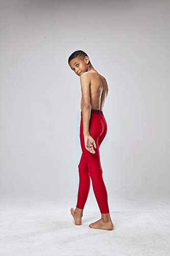 Devops Boys Upf 50+ Compression Tights Sport Leggings Baselayer Pants (Medium, Black/Charcoal/Red) #TOP6