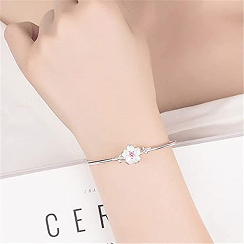 Pulsera de flores labrada a mano con acabado plata vintage de mujer 4