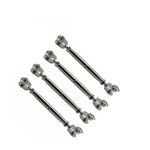 WJLYDM Mâchoire et mâchoire de tendeur à Corps fermé en Acier Inoxydable 316 M5 M6 M8, vis de gréement for Garde-Corps de câbles, 4 pièces(M5)
