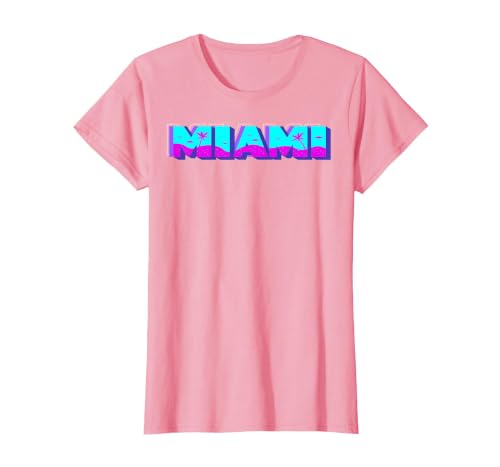 Miami - Florida Vaperwave Synthwave 80s Style Retro Design T-Shirt, Women, Pink, 3X-Large
