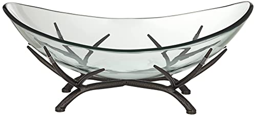 Studio 55D St. Tropez Black Metal And Clear Glass Oval Decorative Bowl #TOP28