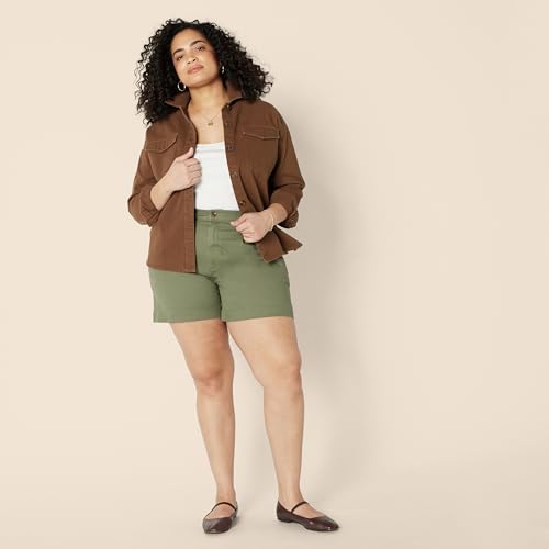Amazon Essentials Women's High-Rise Relaxed-Fit A-line Elastic Back Shorts, Dark Olive, 2 by Amazon Essentials - Used condition - Image 7