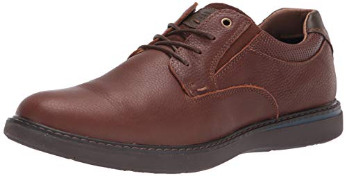Nunn Bush Men's BAYRIDGE Plain Toe Lightweight Leather LACE-UP Oxford, Brown, 8