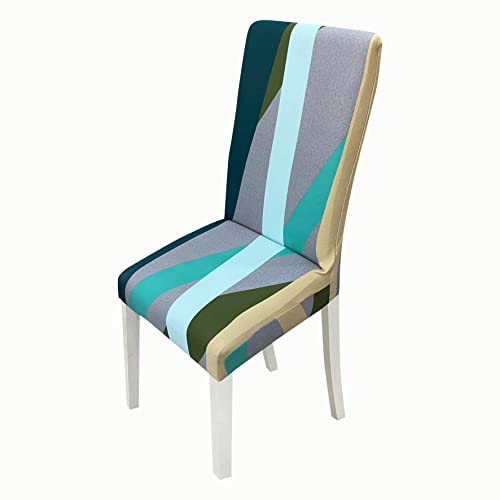 Image of House of Quirk Elastic Chair Cover Stretch Removable Washable Short Dining Chair Cover Protector Seat Slipcover (Pack of 1, Multi Ripple)