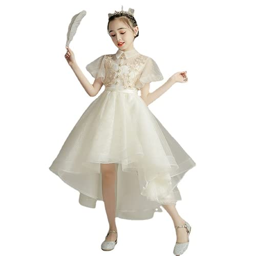 Godlovefull ピアノ発表会 ドレス 子供ドレス ワンピース フラワーガール ベールガール 中学生 リングガール ファスナー ショート丈 フィッシュテール お姫様 着やせ 上品 エレガント 女の子 結婚式 子供 フォーマル キッズドレス (A,13