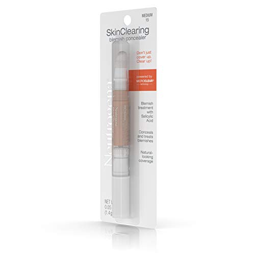 Neutrogena Skinclearing Blemish Concealer Face Makeup With Salicylic Acid Acne Medicine, Non-Comedogenic And Oil-Free Concealer Helps Cover, Treat & Prevent Breakouts, Medium 15,.05 Oz #TOP4