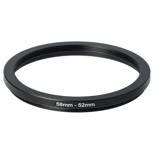 vhbw Anillo Adaptador Step Down de 58 mm a 52 mm para Objetivo de la cámara - Adaptador de Filtro, Metal Negro