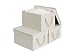StorageWorks Storage Bins, DVD Storage Box with Lid and Cotton Rope Handles, Foldable Storage Basket, White, Bamboo Style, 3-Pack, Medium, 11.4x8.7x6.9 inches. (LxWxH)