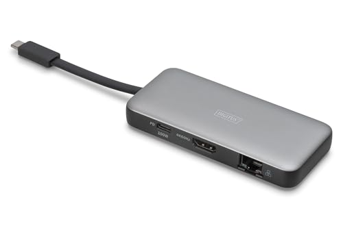DIGITUS Station d'accueil USB-C Voyage – 7 Ports – 1x HDMI UltraHD 4K 60 Hz