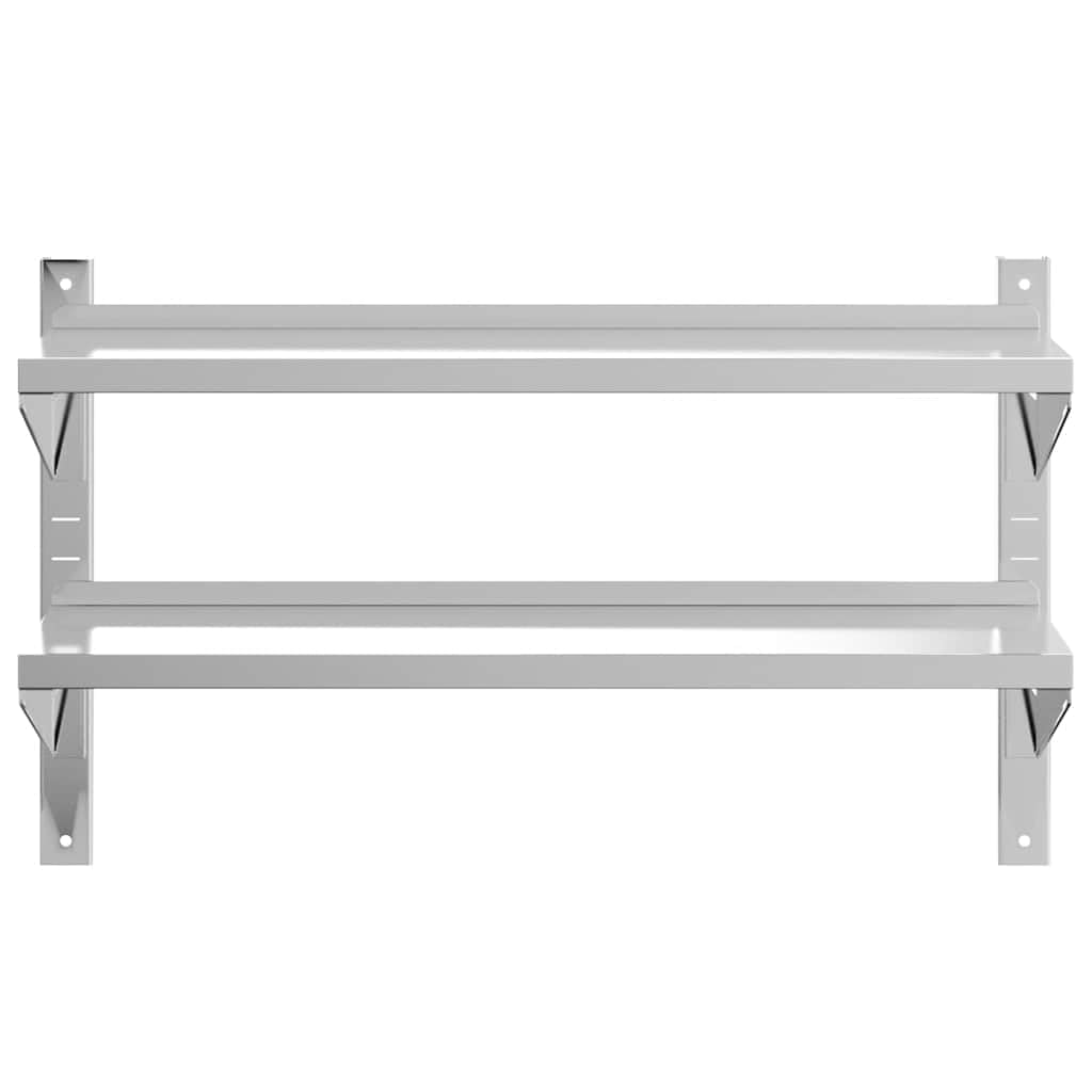 Solivagant Wandregal mit 2 Böden 100x30x60 cm Silbern Edelstahl, Möbel,Regalsysteme,Wandregale, 7.76 kg-30310