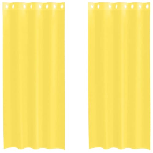 vidaXL Cortinas de Gasa con Ojales 2 uds Amarillo