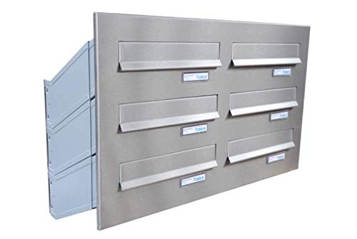 6-Fach Edelstahl Mauerdurchwurf Briefkastenanlage mit Namensschild (D-041)...