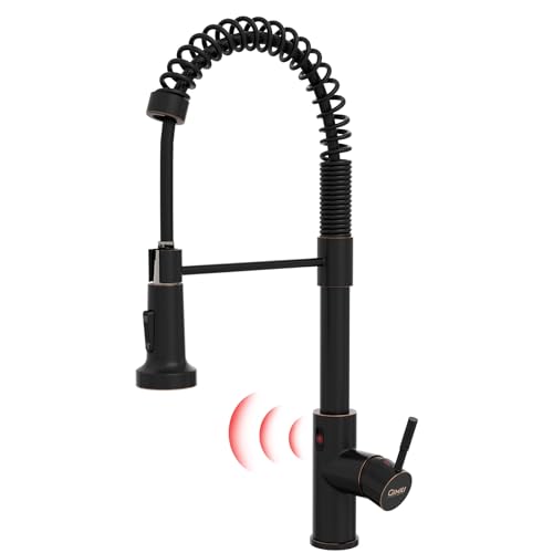 Image of GIMILI Oil Rubbed Bronze Touchless Kitchen Faucet with Pull Down Sprayer Motion Sensor Smart Hands-Free Activated Single Hole Spring Faucet for Kitchen Sink