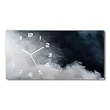  Tulup Horloge en Verre 60x30cm Silencieuse sur Pied Salon Design La Mur Impression Verre Sécurité Blanc - fumée Blanche