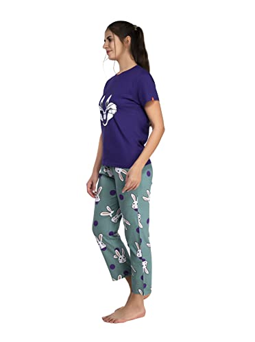 Image of Evolove Women's Cotton Round Neck Short SleevesNight Suit Set /Top Pyjama Set Super Soft Comfortable (Nightsuit-Round-HS-4)