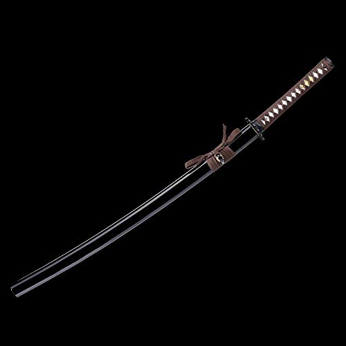 fengze Handmade Samurai Sword, 40 Inch Damascus Steel Ultra Sharp Fully Hand Forged Katana Sword for Real Battle, Full Tang, Clay Tempered (Knights of The Elves) - Thumbnail 7