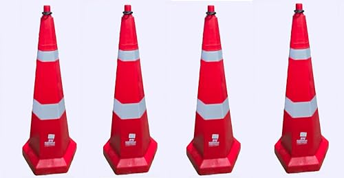 Nilkamal Road Traffic Safety Cone, Pack of 4 Cones 1000 mm, with 3 mtr Chain + 2 Hooks, (Safety Cone, Traffic Safety Cone, Road Safety Cone with Reflective Strips Collar) (B0D4ZK1CZ3) Amazon Price History, Amazon Price Tracker