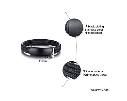 Vnox Custom Engraved Emergency Medcal Alert Id Bracelet Silicone Sport Bracelet Wristband For Men Women,Adjustable,Black #TOP1