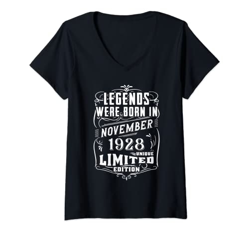 Mujer Cumpleaños Noviembre 1928 Edición Limitada Regalo Vintage Camiseta Cuello V