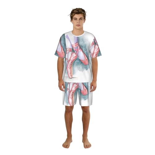 Pyjama homme imprimé ballet contre la chaleur estivale vêtement de nuit léger col rond