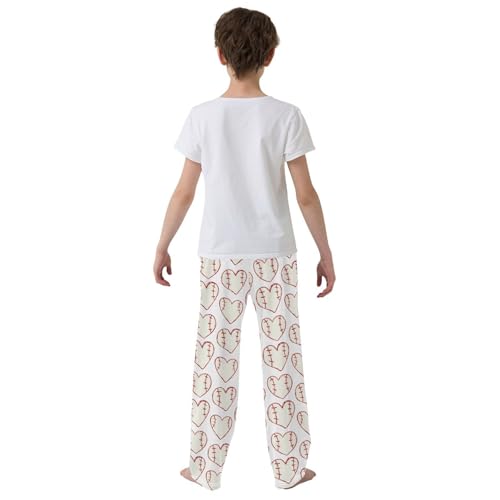 Baseball Lace Love Print Boys Long Pants Soft Trousers Elastic Waist Kids Lounge Bottoms with Pockets S-XL3
