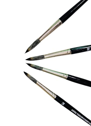 Image of Round Short Hair Paint Brush Set | Sharp Pointed Detail Brushes for Acrylic, Oil & Fine Art Painting | Professional Artist Brush Set | Sizes 14, 16, 18, 20 | Set of 4